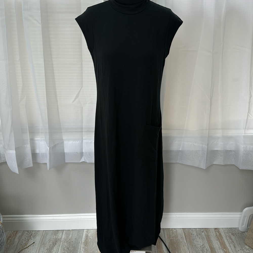 NEW Garnet Hill Black Maxi Dress‎ Turtle Neck